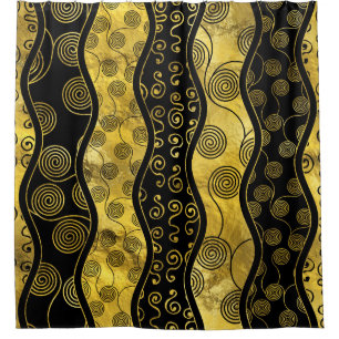 Luxury  Black and Gold African Pattern Shower Curtain