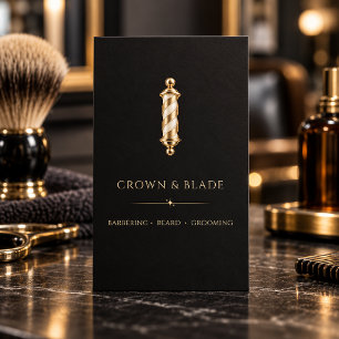 Luxury Black and Gold Barber Shop Business Card