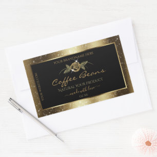 Luxury Black and Gold Brown Glitter Product Labels