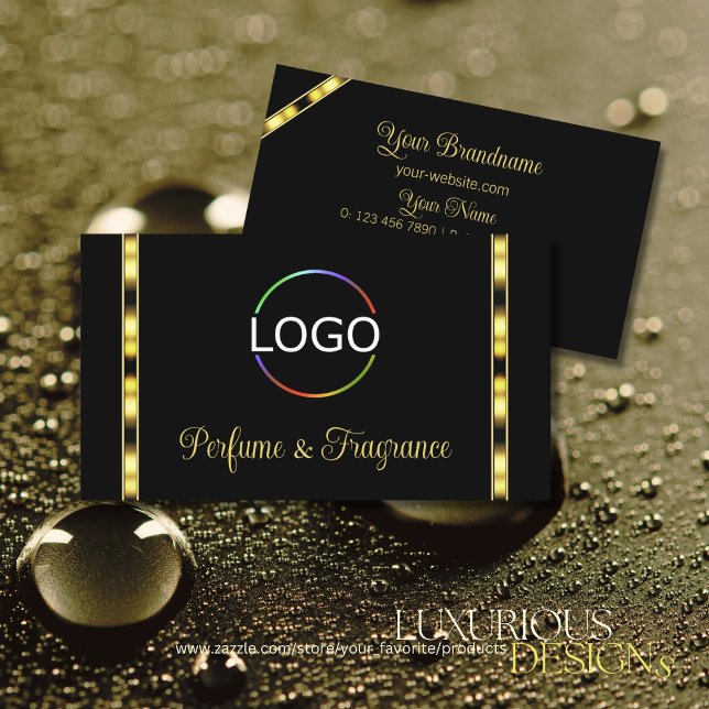 Luxury Black and Gold Chic with Logo Professional Business Card (Creator Uploaded)