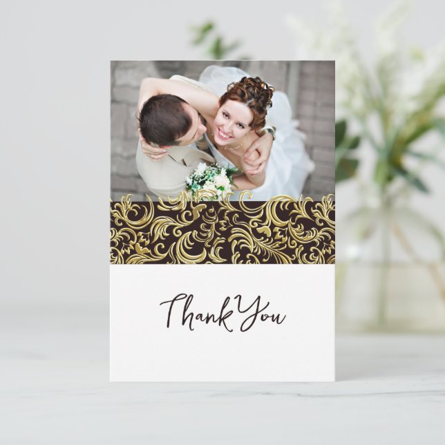 Luxury Black and Gold design with Photo Thank You Card (Standing Front)