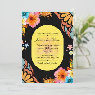 Luxury Black and Gold Floral Wedding Suite Invitation