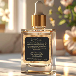 Luxury Black and Gold Foil Ingredients Label