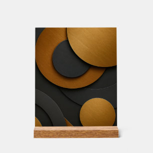 Luxury Black and Gold Geometric Abstract Design Acrylic Sign