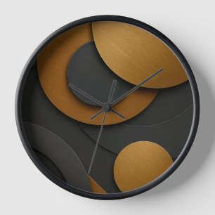 Luxury Black and Gold Geometric Abstract Design Clock