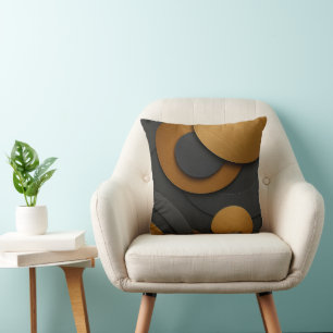 Luxury Black and Gold Geometric Abstract Design Cushion