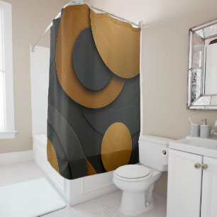 Luxury Black and Gold Geometric Abstract Design Shower Curtain
