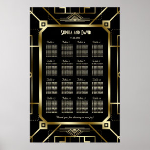 Luxury Black and Gold Great Gatsby Seating Chart
