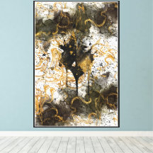 Luxury Black and Gold Ink Abstract Canvas print