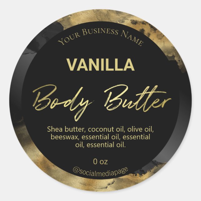 Luxury Black And Gold Ink Product Labels (Front)