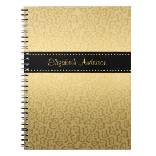Luxury Black and Gold Jaguar Print With Name Notebook