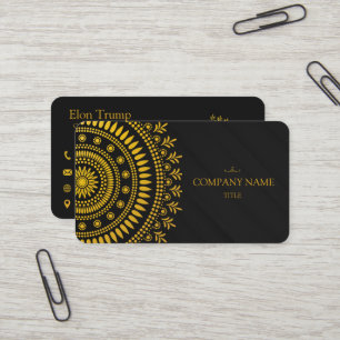 Luxury Black and Gold Mandala Elegant Profession Business Card