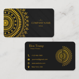Luxury Black and Gold Mandala Elegant Profession Business Card