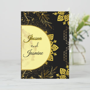 Luxury Black and Gold Mandala Wedding Invitation