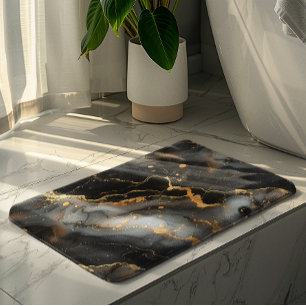 Luxury black and gold marble background bath mat
