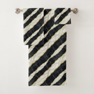 Luxury Black and Gold Marble Bath Towel Set