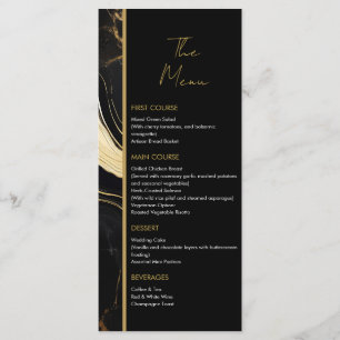 Luxury Black and Gold Marble Photo Wedding Menu