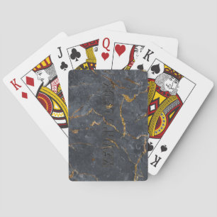 Luxury black and gold marble simple gold frame playing cards