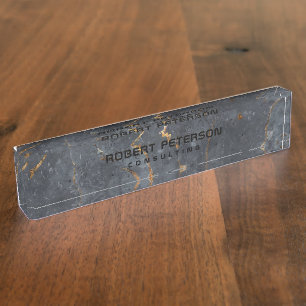 Luxury black and gold marble texture image nameplate