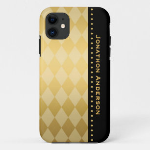 Luxury Black and Gold Masculine Argyle iPhone 11 Case