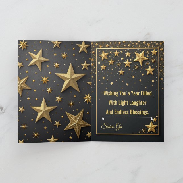 Luxury Black and Gold New Year Greeting Card (Inside)
