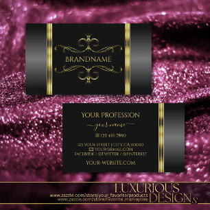 Luxury Black and Gold Ornate Ornamental Golden Business Card
