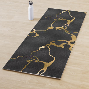Luxury black and gold pattern glam design yoga mat