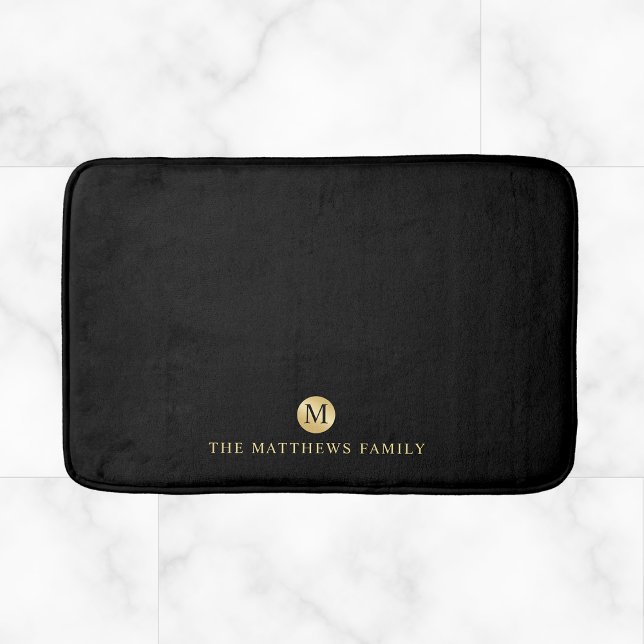 Luxury Black and Gold Personalised Monogram Bath Mat (Creator Uploaded)