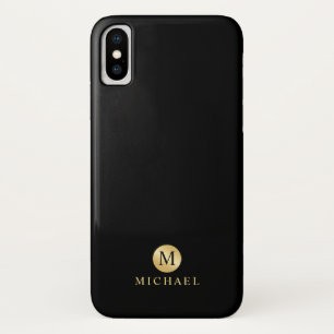 Luxury Black and Gold Personalised Monogram iPhone X Case