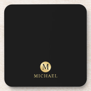 Luxury Black and Gold Personalised Monogram Coaster