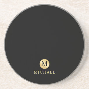 Luxury Black and Gold Personalised Monogram Coaster