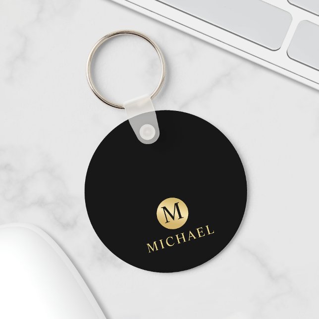 Luxury Black and Gold Personalised Monogram Key Ring (Creator Uploaded)