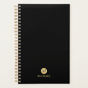 Luxury Black and Gold Personalised Monogram Planner