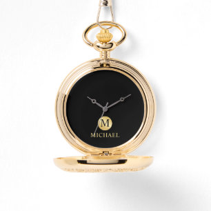 Luxury Black and Gold Personalized Monogram Watch