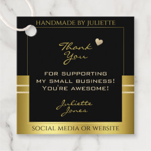 Luxury Black and Gold Product Packaging Thank You Favour Tags