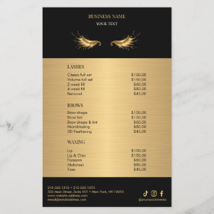 Luxury Black and Gold Salon Price List Flyer