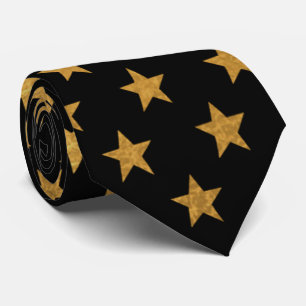 Luxury Black and Gold Star Neck Tie 