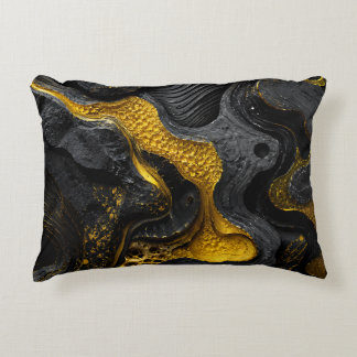 Luxury Black and Gold Throw Modern Textured Accent Decorative Cushion