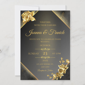 Luxury Black and Gold Wedding Invitation | Elegant
