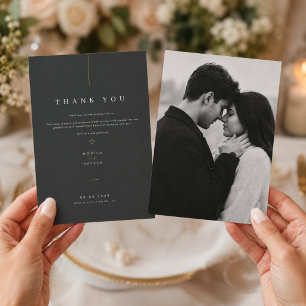 Luxury Black and Gold Wedding Thank You Card