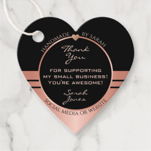 Luxury Black and Rose Gold Packaging Thank You Favour Tags