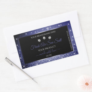 Luxury Black and Royal Blue Glitter Product Labels