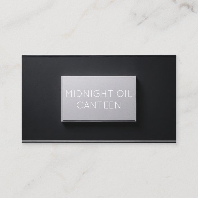 Luxury Black and Silver Textured Panel Modern Business Card (Front)