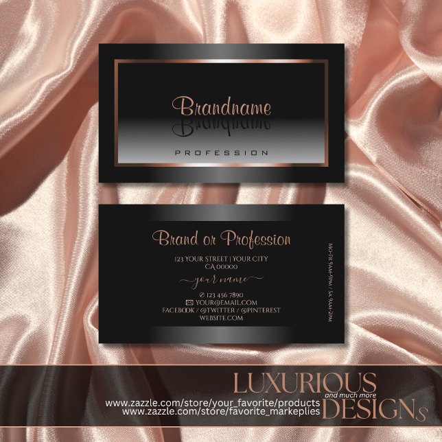 Luxury Black and White Ombre Rose Gold Frame Noble Business Card (Creator Uploaded)