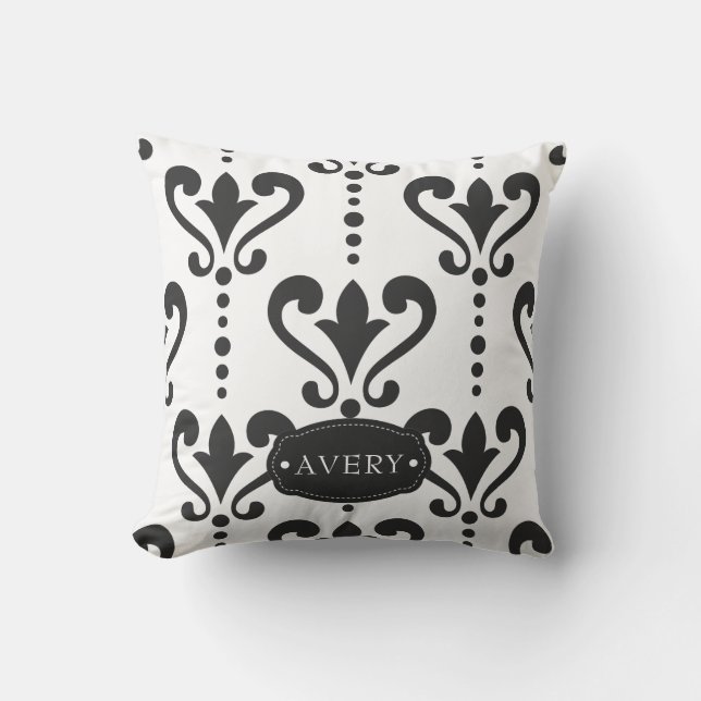 Luxury Black and White Personalised Cushion (Front)