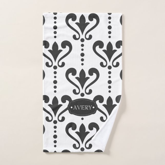 Luxury Black and White Personalised Hand Towel (Hand Towel)