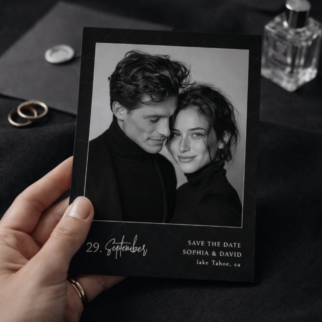Luxury Black and White Photo Minimalist Wedding Save The Date (Creator Uploaded)