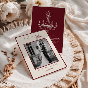 Luxury Black and white photo Wedding Thank You Invitation