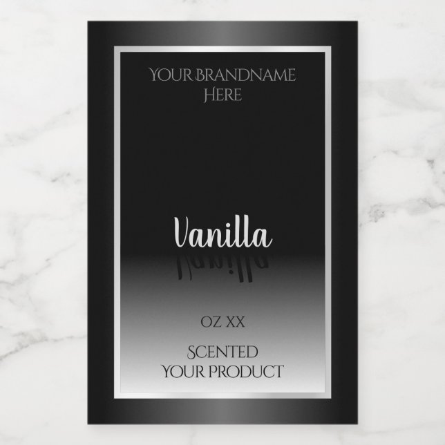 Luxury Black and White Product Labels Silver Frame (Single Label)