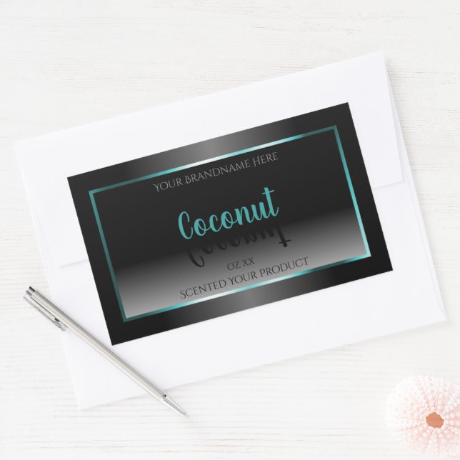 Luxury Black and White Product Labels Teal Frame (Envelope)